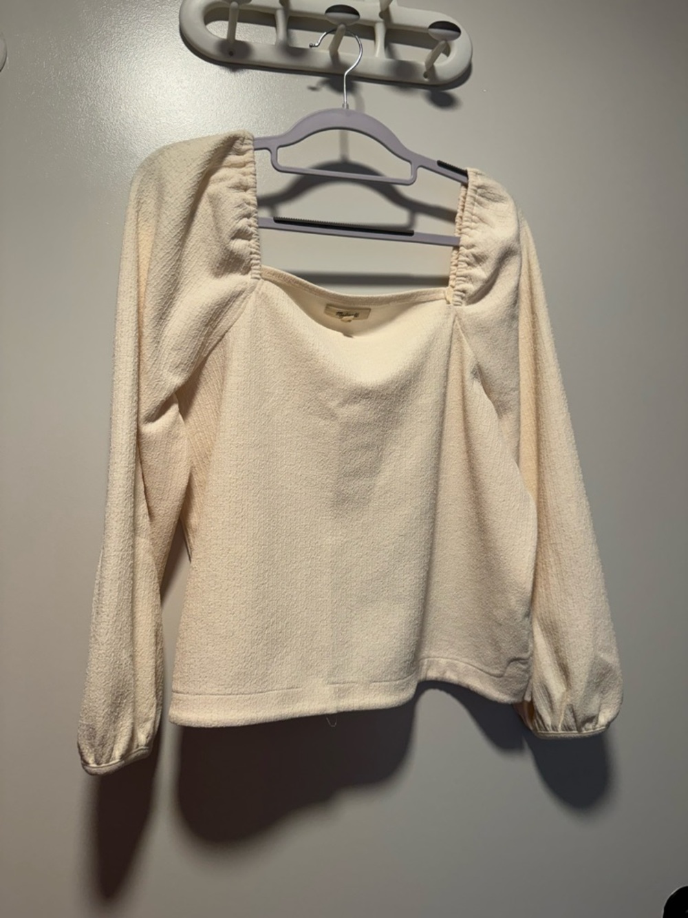 Madewell Cream Square-Neck Long Sleeve Top